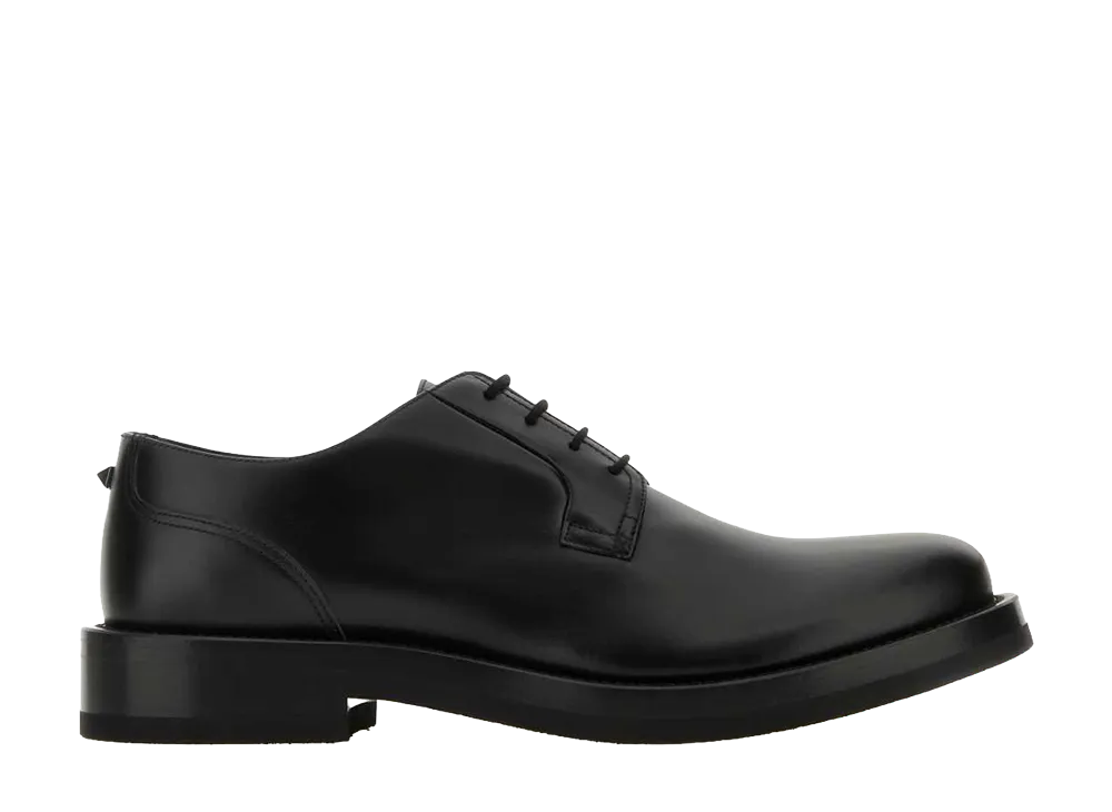 Valentino Garavani Black Leather Lace-Up Shoes "Black"