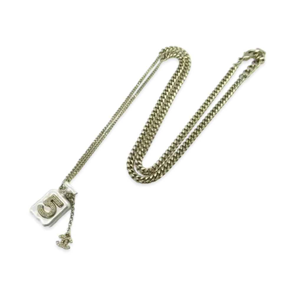 CHANEL No.5 Metal Diamantes Necklace "Gold"