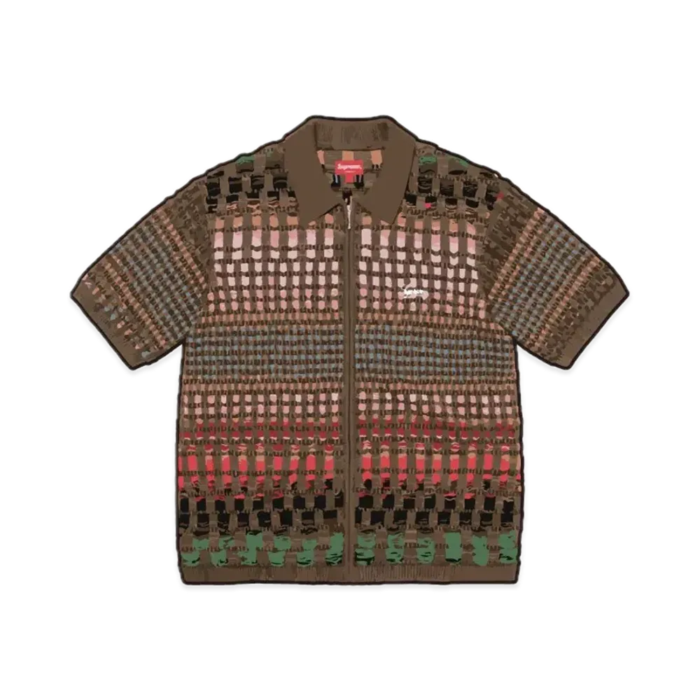 Supreme Gradient Grid Zip Up Polo "Brown"