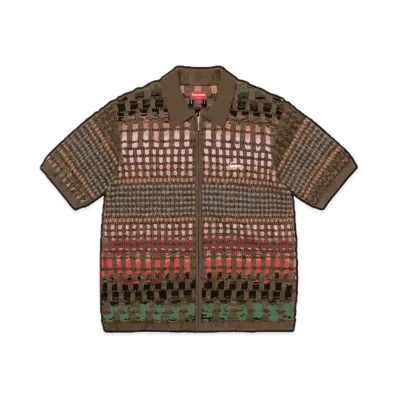 Supreme Gradient Grid Zip Up Polo "Brown"