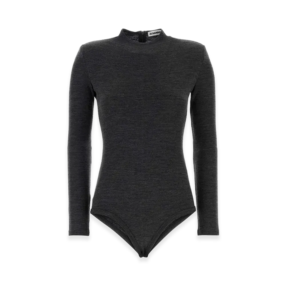 Jil Sander Women's Wool Bodysuit "Charcoal Gray"