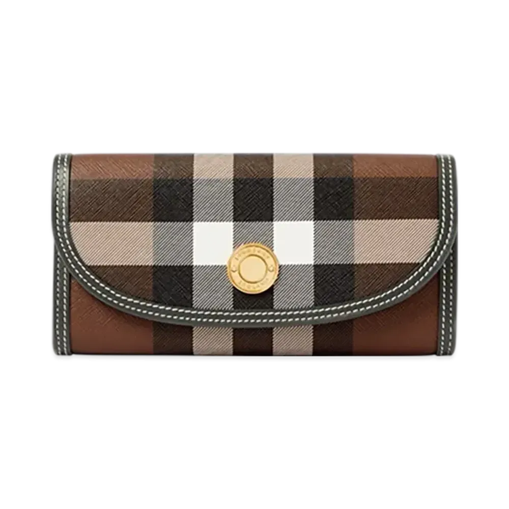 Burberry Check Continental Wallet "Dark Birch Brown"