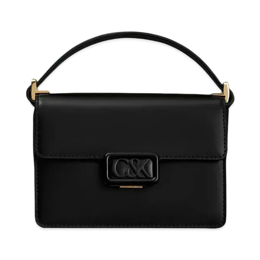 CHARLES & KEITH L'INITIAL Leather Boxy Bag "Black"