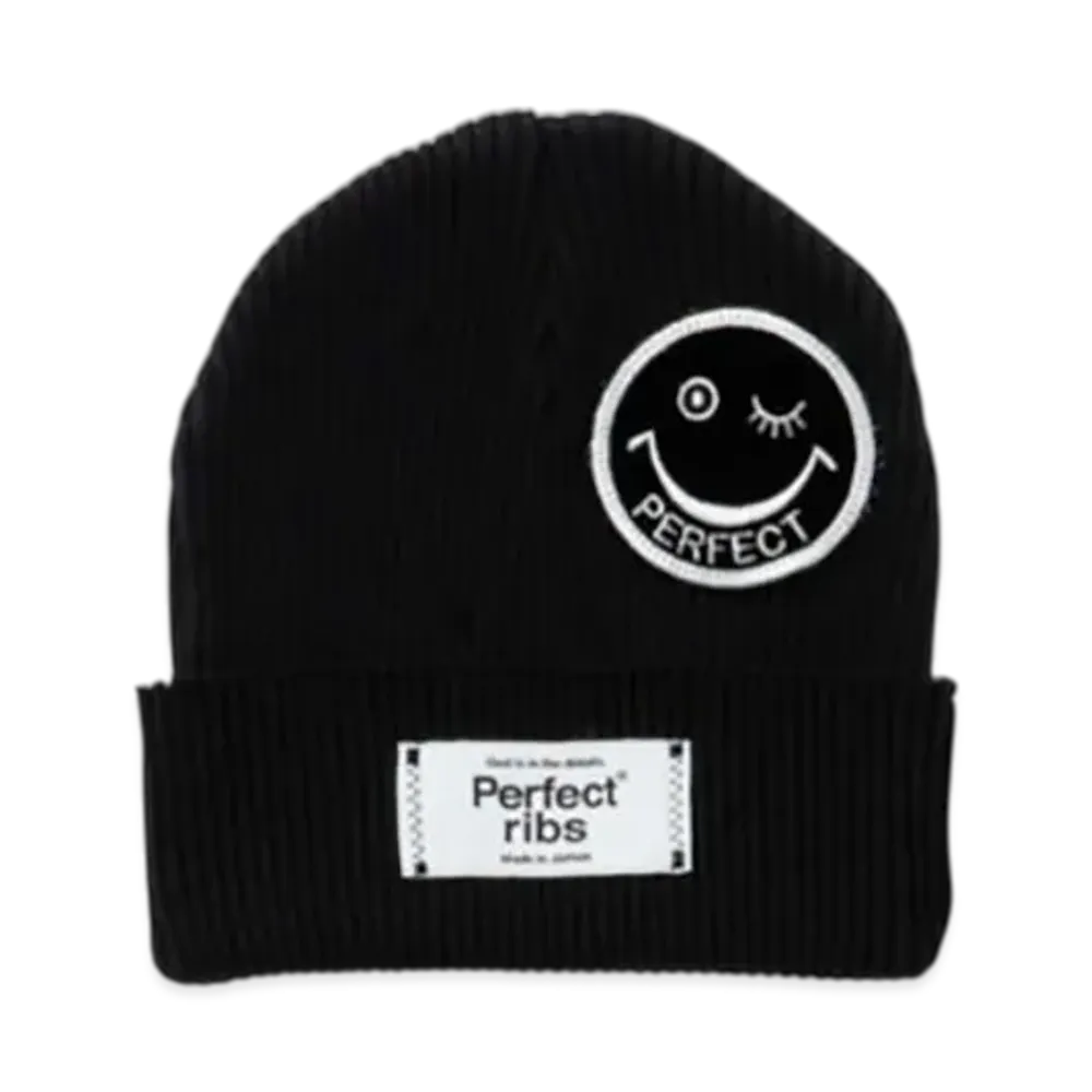 Perfect Ribs Smile Patch Rib Beanie Cap "Black"