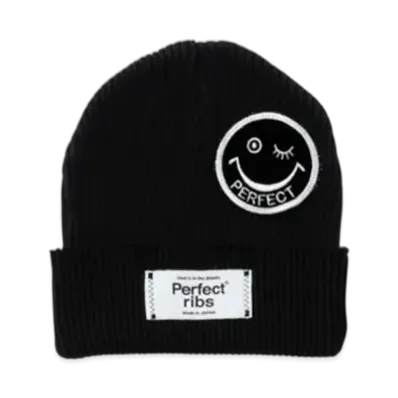 Perfect Ribs Smile Patch Rib Beanie Cap "Black"