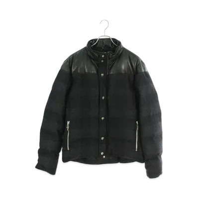 Chrome Hearts Check Pattern Leather Switch Wool Down Jacket "Black"