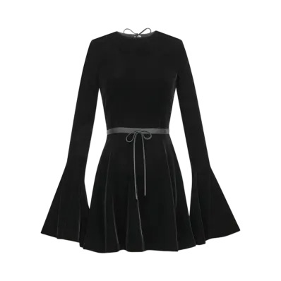 Saint Laurent Women's Backless Skater Dress in Velvet "Black"