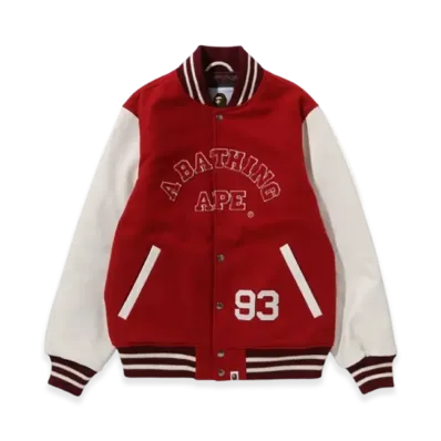 A BATHING APE Giant Ape Head Varsity Jacket M "Burgundy"