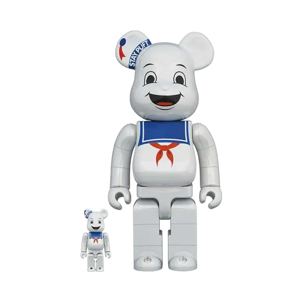 Bearbrick STAY PUFT MARSHMALLOW MAN WHITE CHROME Ver. 100% & 400%