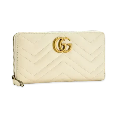 GUCCI GG Marmont Zip Around Wallet "White"