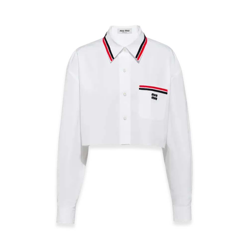 MIU MIU Women's Cropped Poplin Shirt "White"