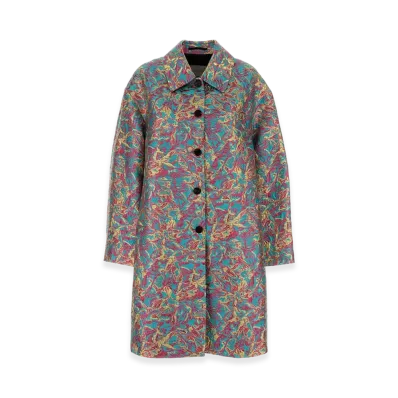 DRIES VAN NOTEN Women's Embroidered Jacquard Rondero Coat "Lightblue"