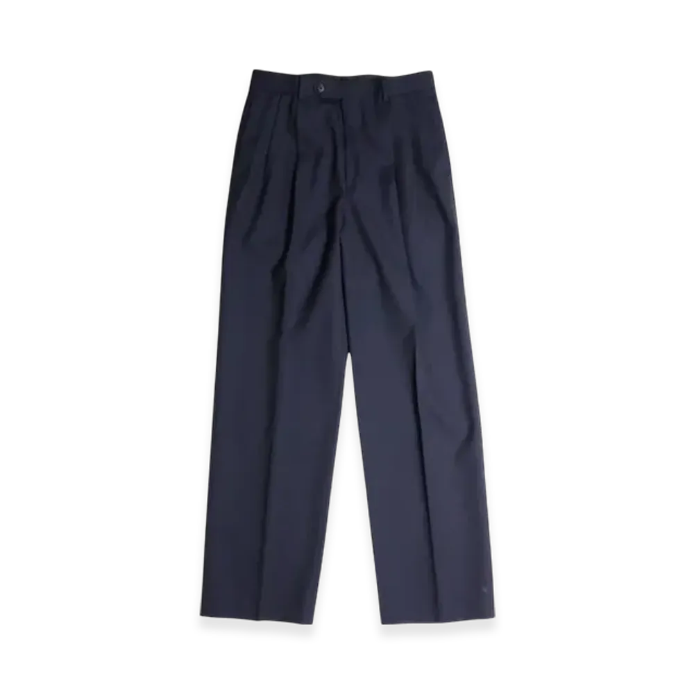 AURALEE Wool Kid Mohair Hop Sack One-Tuck Slacks "Dark Navy"