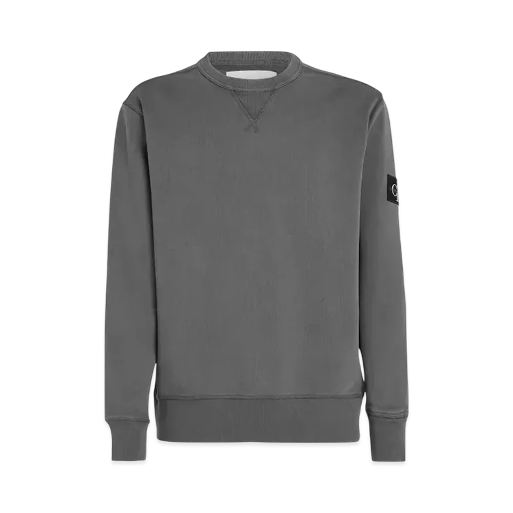 Calvin Klein Jeans Washed Monogram Logo Sleeve Badge Crew Neck Sweatshirt "Washed Black"