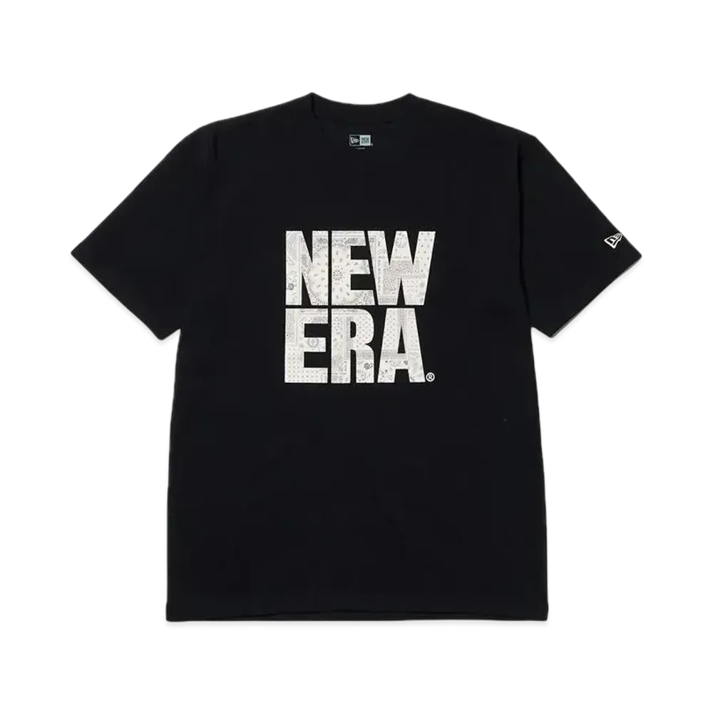 NEW ERA Short Sleeve Cotton T-Shirt Floral Paisley Square New Era Regular Fit "Black"