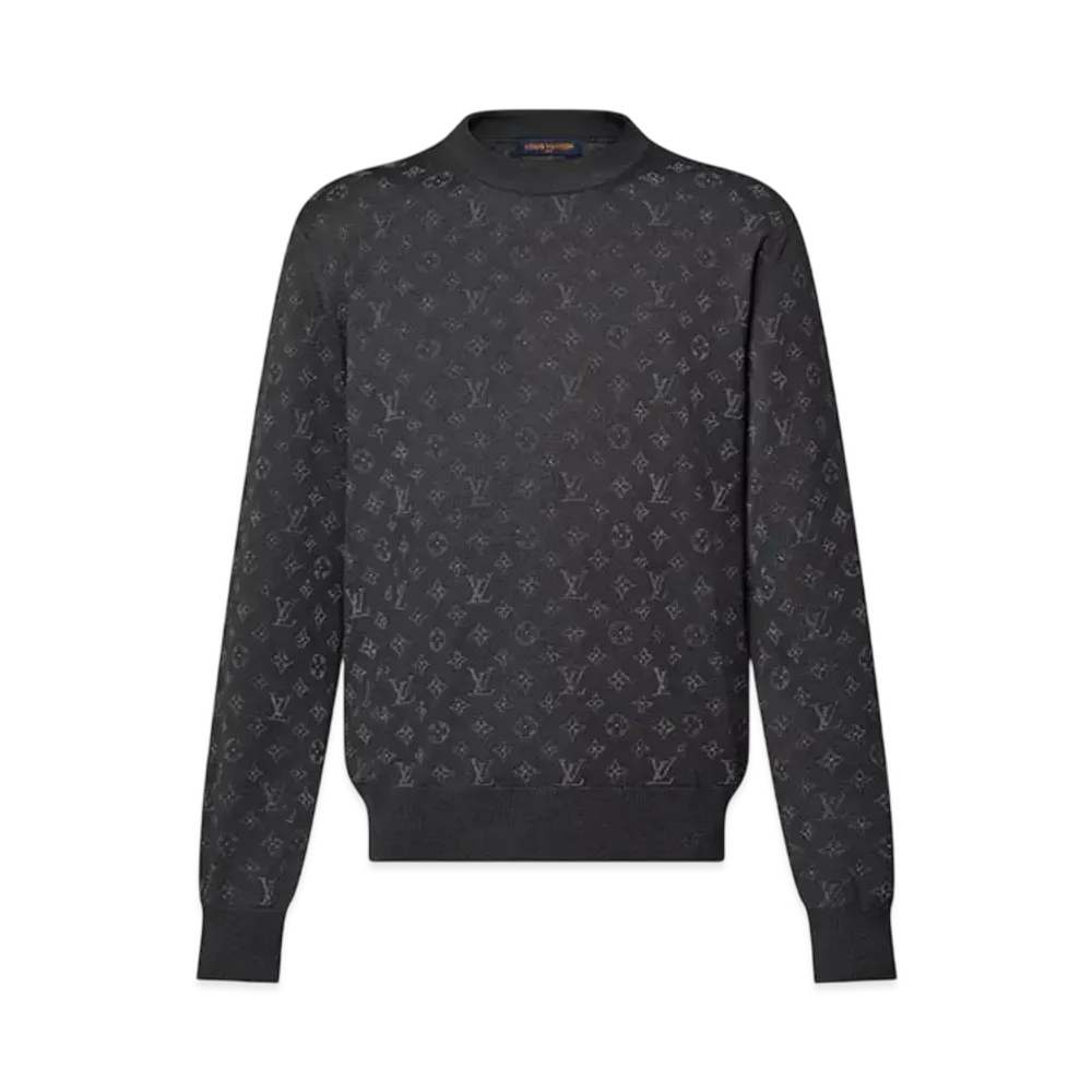 Louis Vuitton Monogram Embellished Wool Evening Crewneck "Noir"
