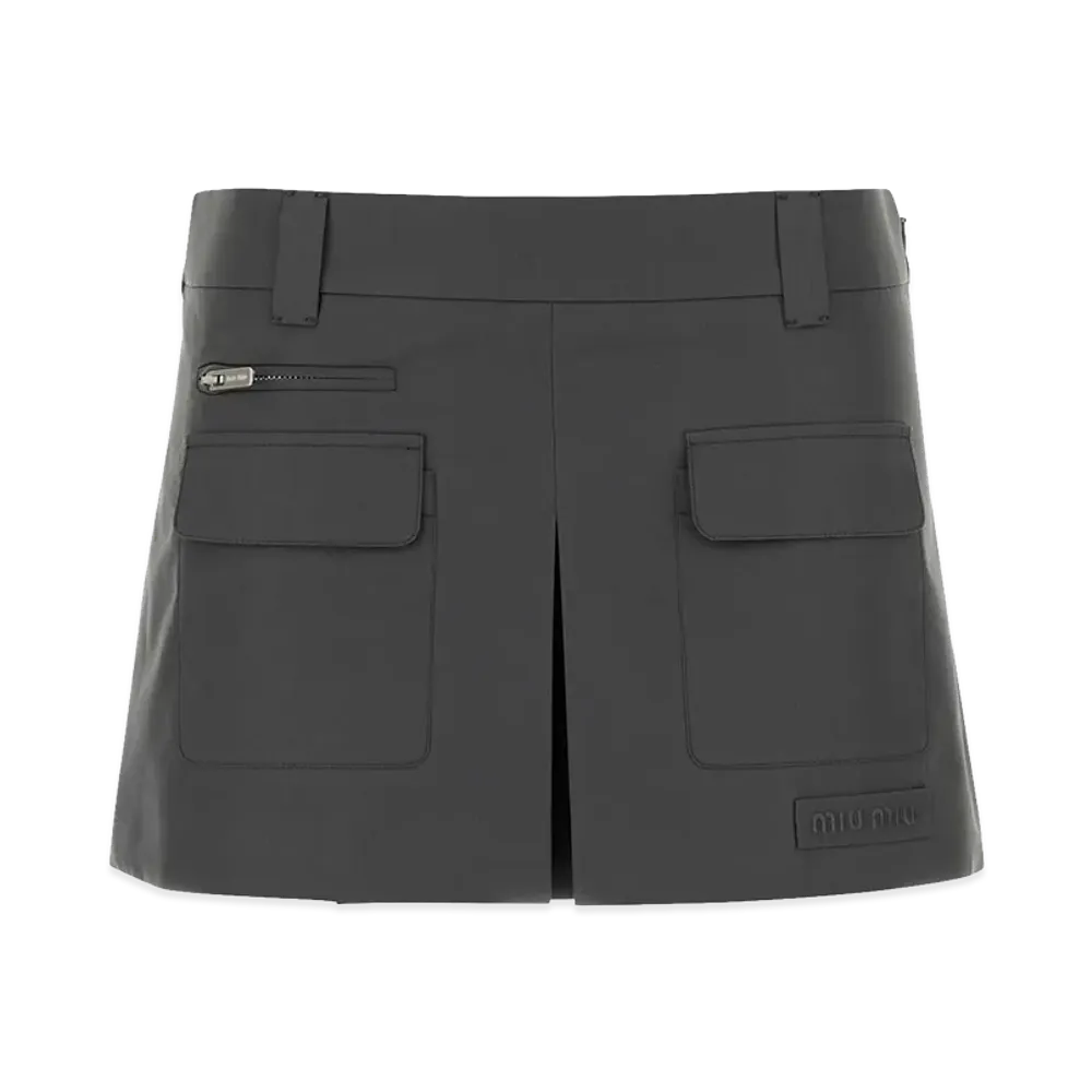 MIU MIU Women's Poplin Mini Skirt "Gray/Charcoal"