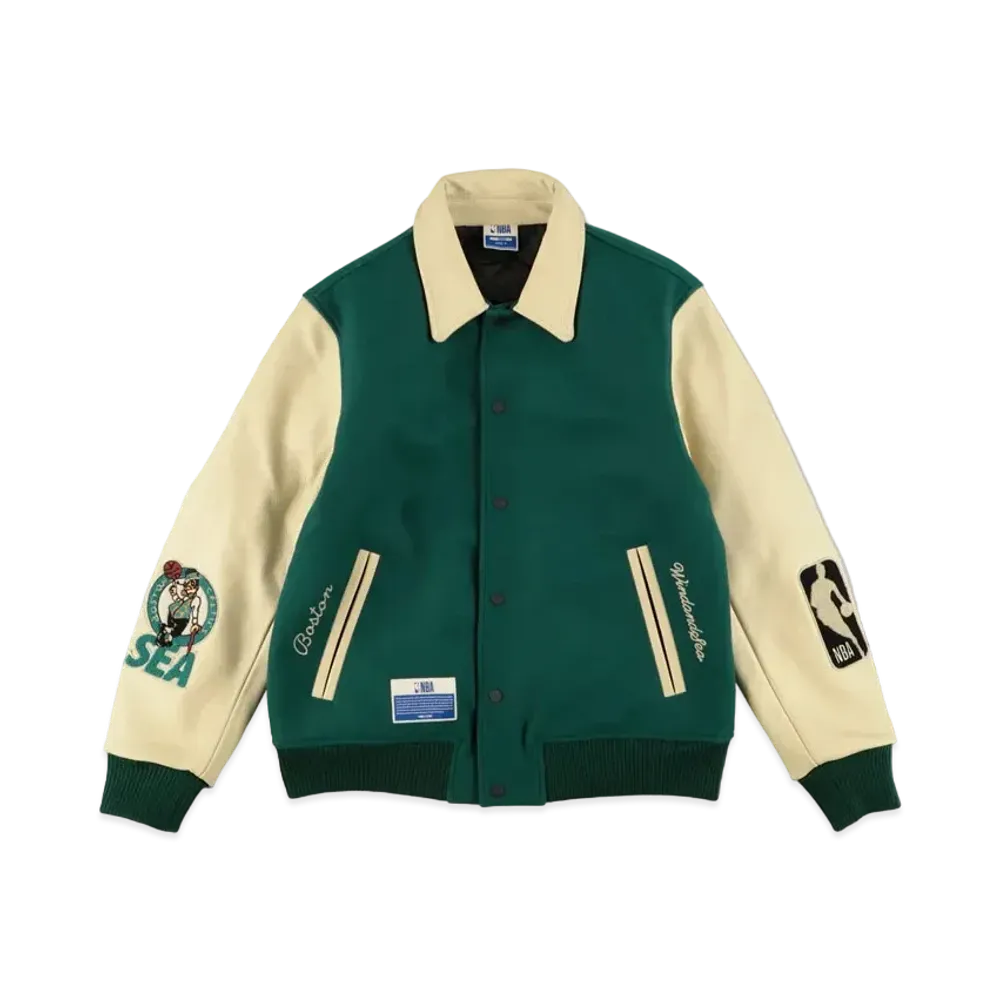 WIND AND SEA x NBA Leather Melton Jacket (Boston Celtics) "BOS"