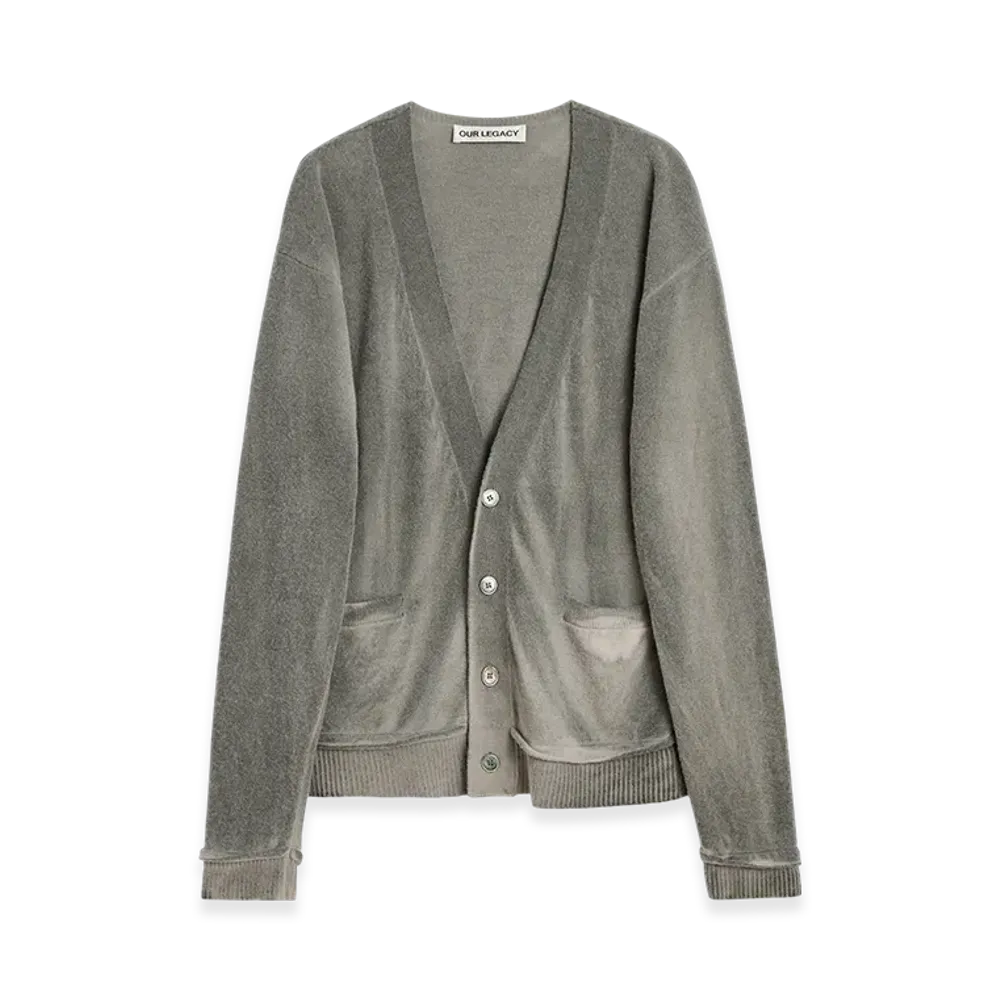 OUR LEGACY Parallel Cardigan "Grey Spray Dye Cherub Wool"