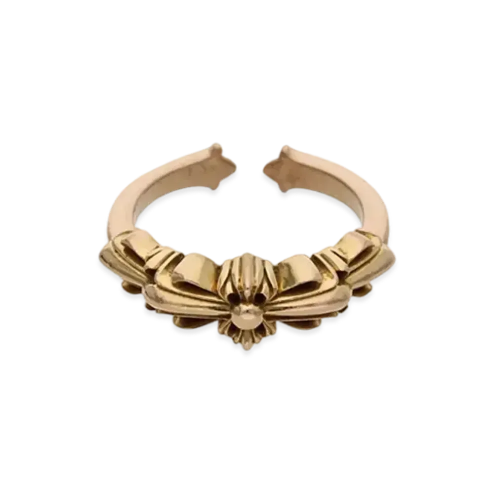 Chrome Hearts 22K Baby Classic Double Floral Cross Ring "Yellow Gold"