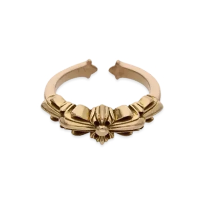 Chrome Hearts 22K Baby Classic Double Floral Cross Ring "Yellow Gold"