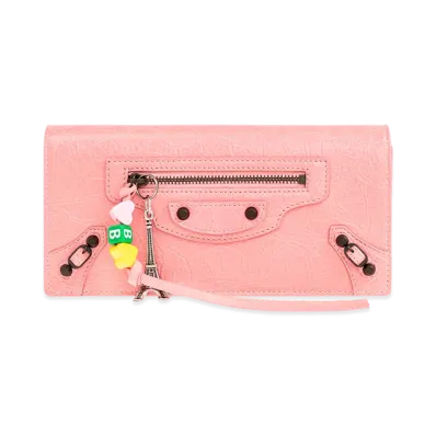 BALENCIAGA Women's Le City Medium Long Wallet "Vintage Pink"