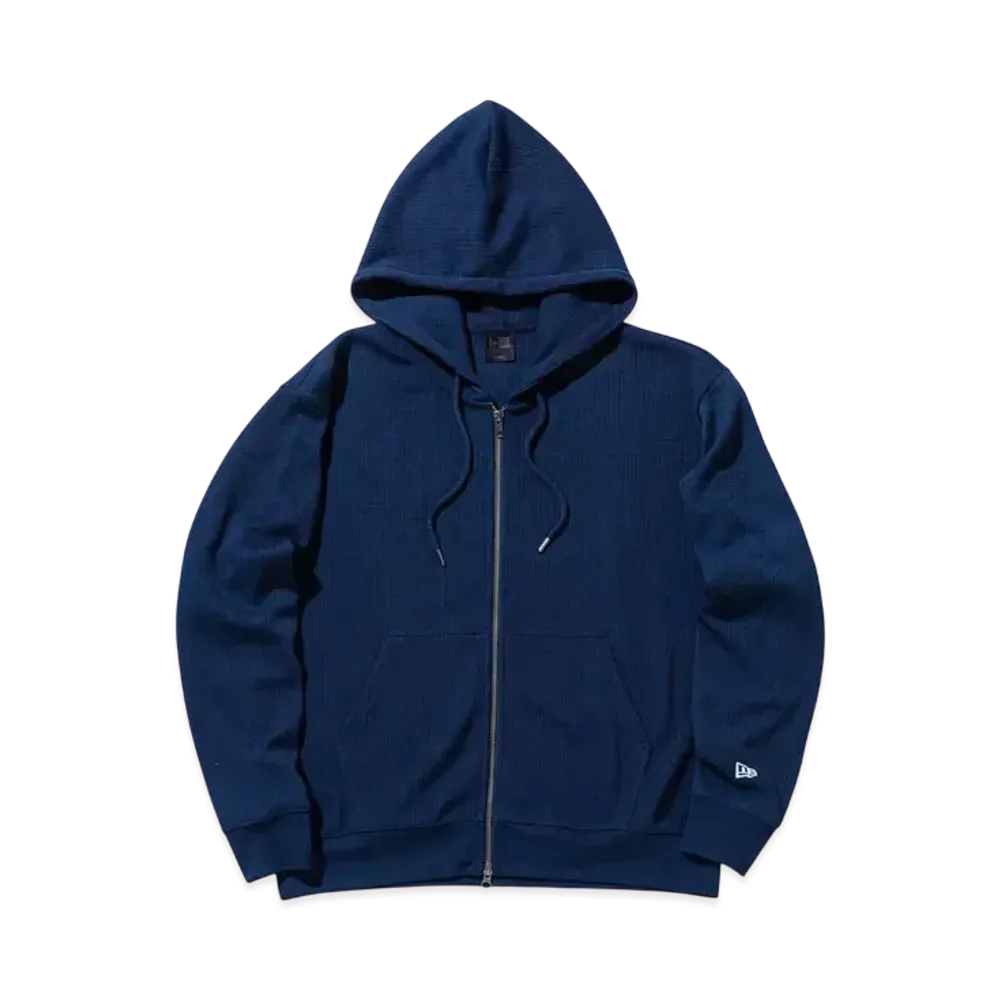 NEW ERA BLACK LABEL SS25 Oversized Waffle Full-Zip Hoodie "Navy"