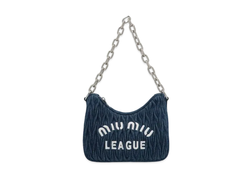 MIU MIU Matelasse Denim Shoulder Bag "Blue/White"