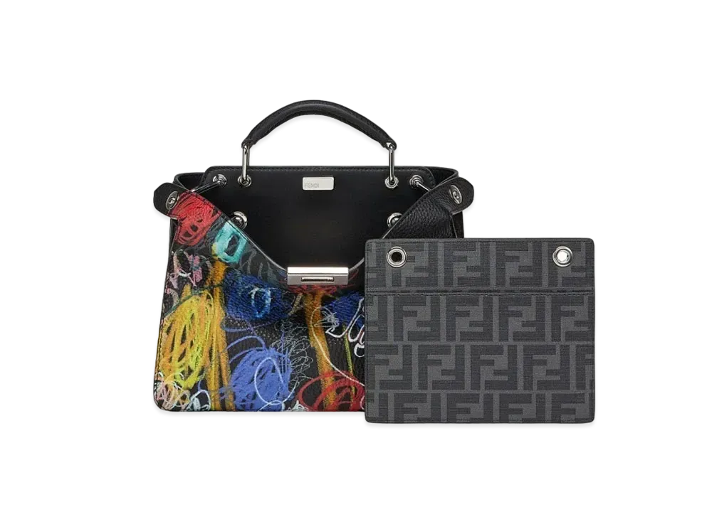 FENDI Peekaboo I See U Small Leather Bag Print "Multicolor"