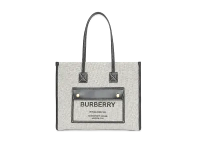 Burberry Small Two-Tone Canvas & Leather Freya Tote "Black"