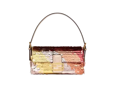 FENDI Baguette 1997 Copper Color Leather & Sequins Bag "Brown"