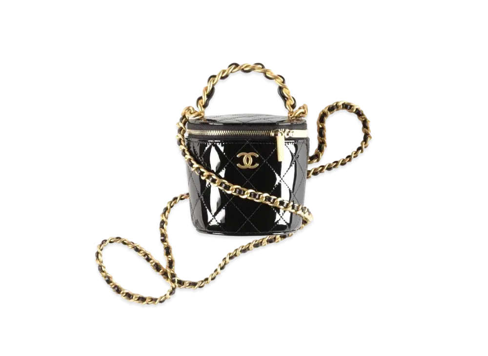 CHANEL Vanity Case Patent Calfskin "Black"