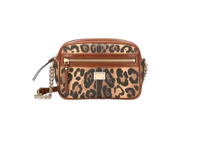 Dolce&Gabbana Crossbody Bag Medium Crespo Leopard Printed Logo Plate "Multicolor"