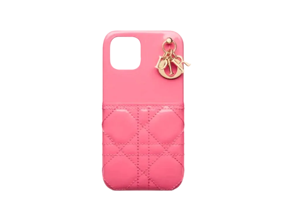 Dior Lady Dior Iphone 12 Pro Case Canage Patent Calfskin "Piony Pink"