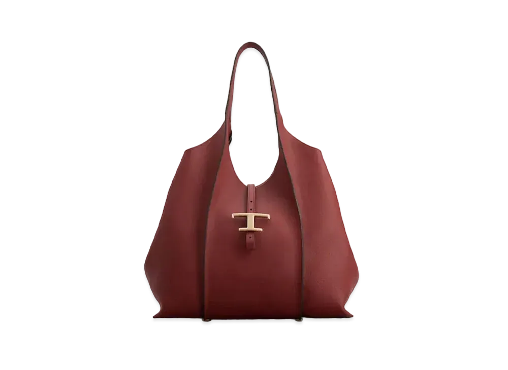 TOD'S T Timeles Leather Shopping Bag Medium "Red"