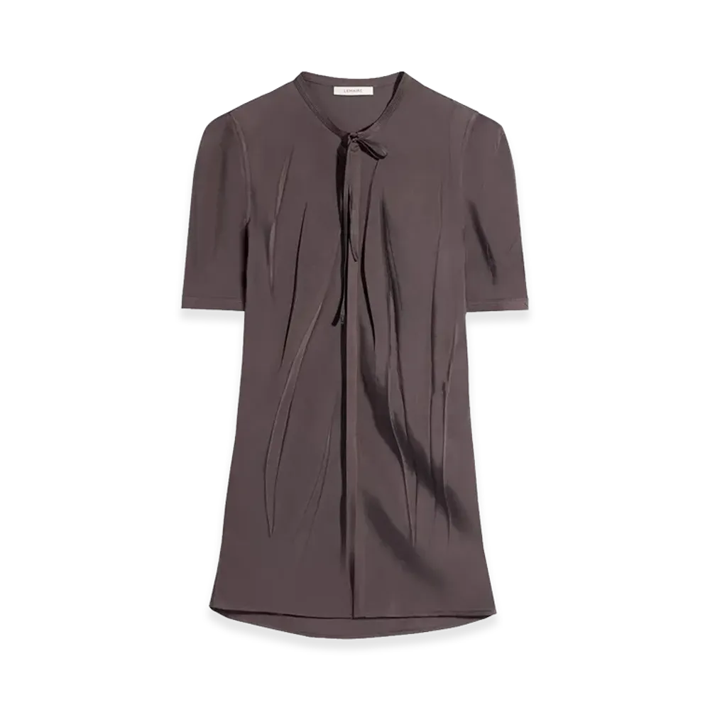 LEMAIRE Women's Poly-Viscose Twill Creased Fit Shirt "Glossy Brown"