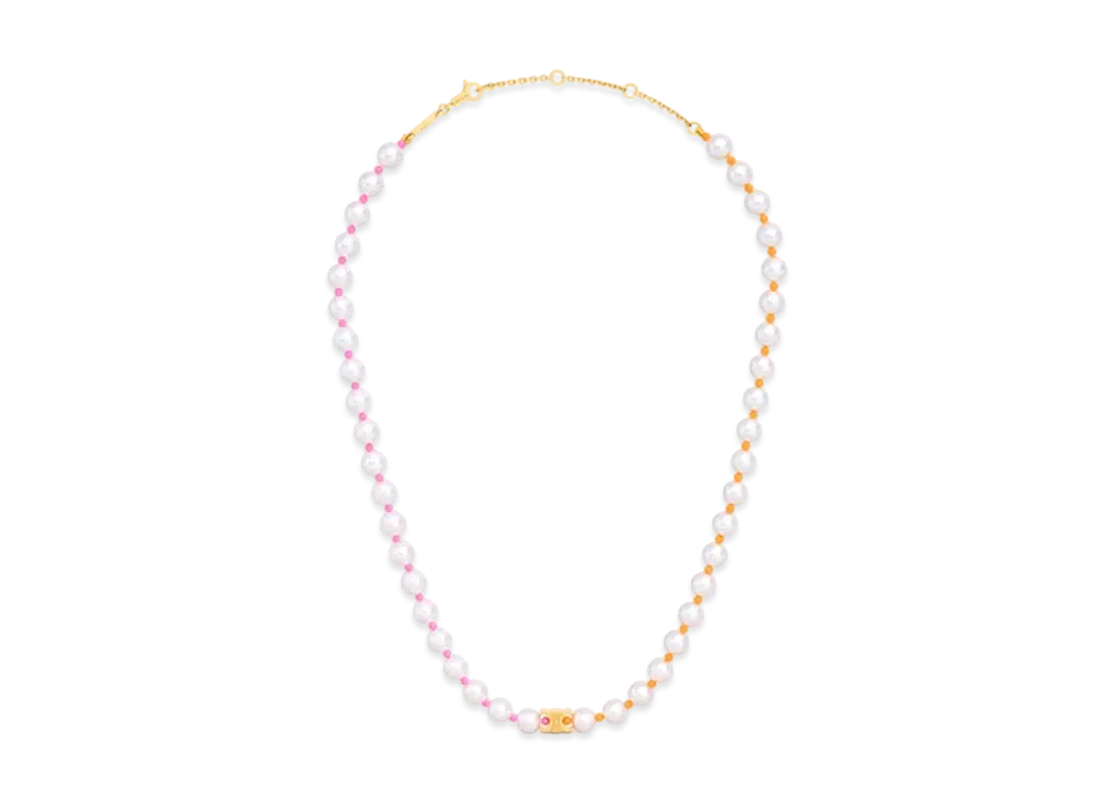 CELINE Plage Pearl Necklace in Gold Finish Brass and Resin Pearls "Multicolor"