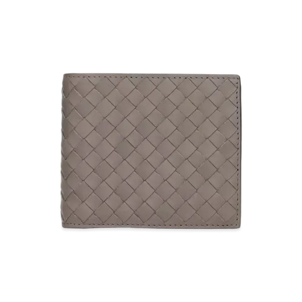 Bottega Veneta Intrecciato Calfskin Bi-fold Wallet "Dark Cement"
