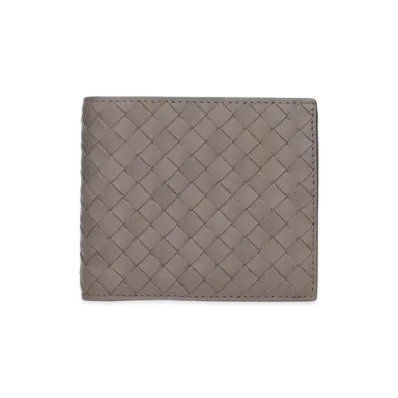 Bottega Veneta Intrecciato Calfskin Bi-fold Wallet "Dark Cement"