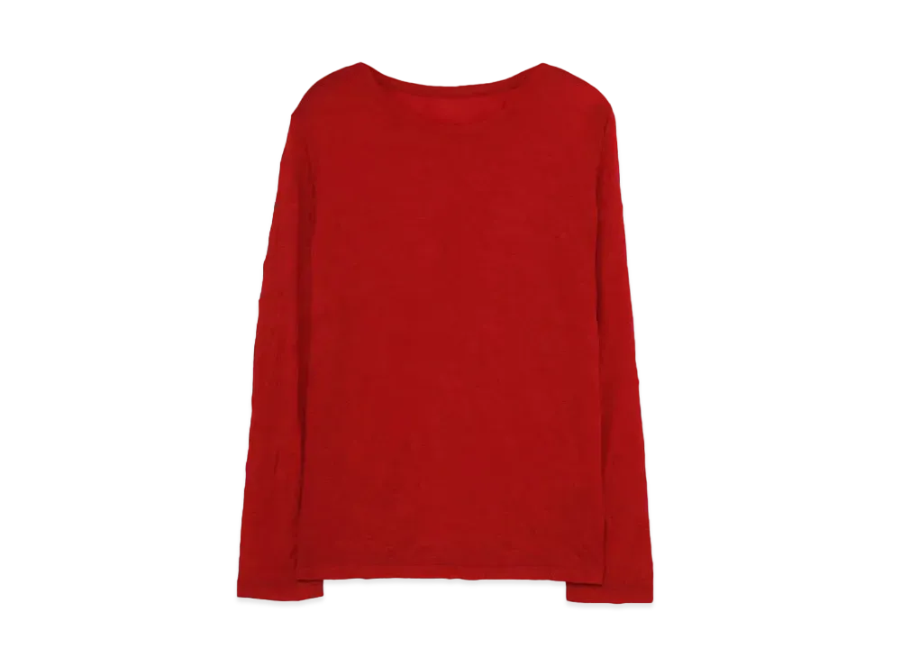 Yohji Yamamoto Y's PLAIN STICH WRINKLE ROUND NECK LONG SLEEVE T "Red"