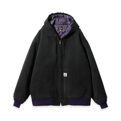 NEEDLES 16oz Cotton Canvas Zipped Worked Hoody "Black"