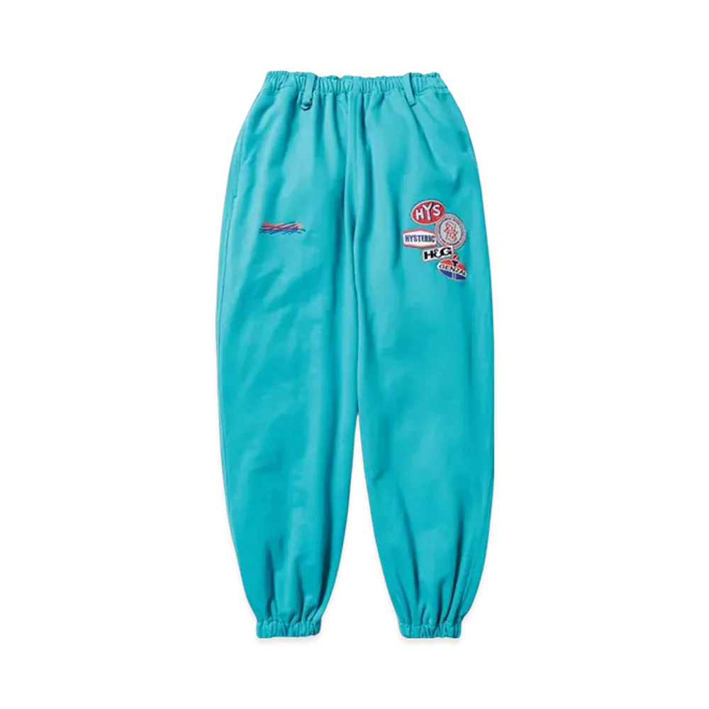HYSTERIC GLAMOUR x Genzai Collage Wide Sweat Pants "Turquoise"