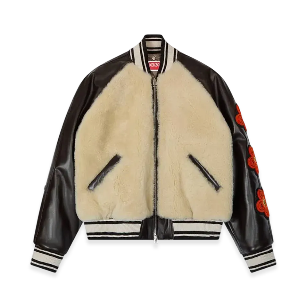 KENZO x Futura 2000 Shearling Varsity Jacket Unisex "Cream"