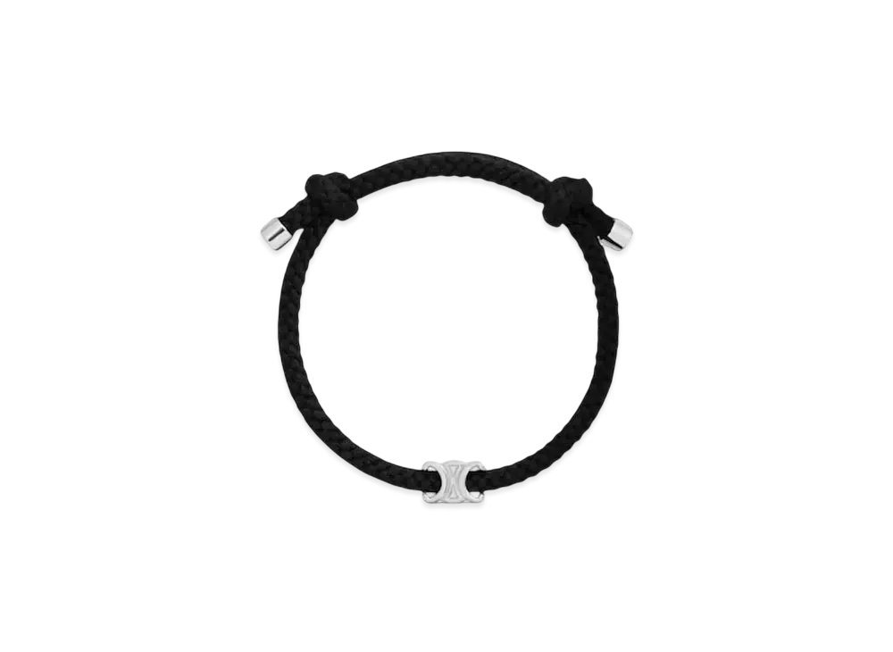 CELINE Triomphe Beach Bracelet in Acrylic and Brass with Rhodium Finish "Black/Silver"