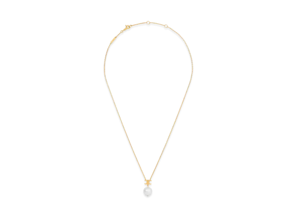 CELINE Les Perles Celine Necklace in Resin Pearl and Brass with Gold Finish "Gold/Ivory"