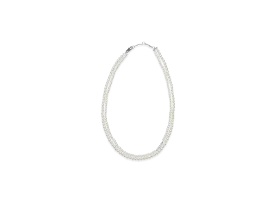 CELINE Double Necklace with Glass Beads "Silver"