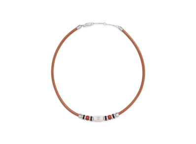 CELINE Bay Stone Necklace in Calfskin Brass Onyx Jasper And Marble "Multicolor/Silver"