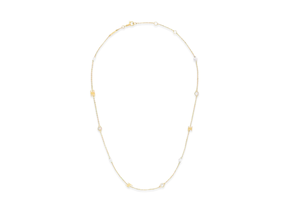 CELINE Les Perles Celine Necklace in Strass Resin Pearls and Brass "Gold/Ivory"