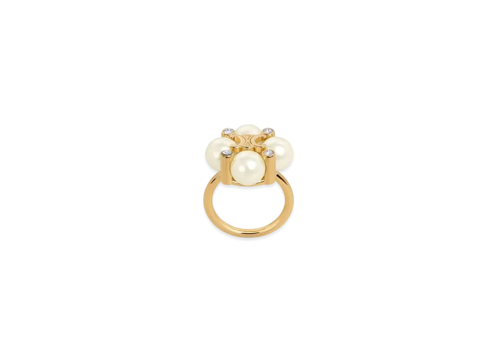 CELINE Les Perles Celine Ring in Strass Resin Pearls and Brass "Gold/Ivory"