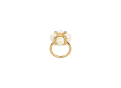 CELINE Les Perles Celine Ring in Strass Resin Pearls and Brass "Gold/Ivory"